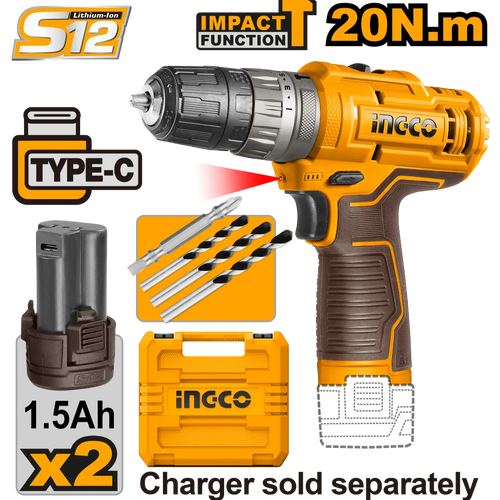 perceuse visseuse 12 v 1.5ah ingco INGCO | CIDLI12202